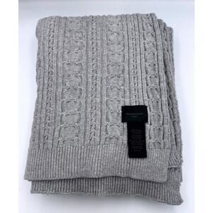 Magaschoni Home Gray Cable Knit Throw Blanket Textured Cozy Decor 50x60